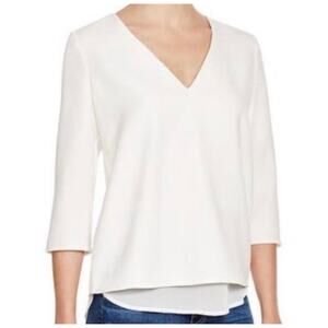 Cooper & Ella Ivory Open Zip Back Top 3/4 Sleeve Size M V-Neck  NWT